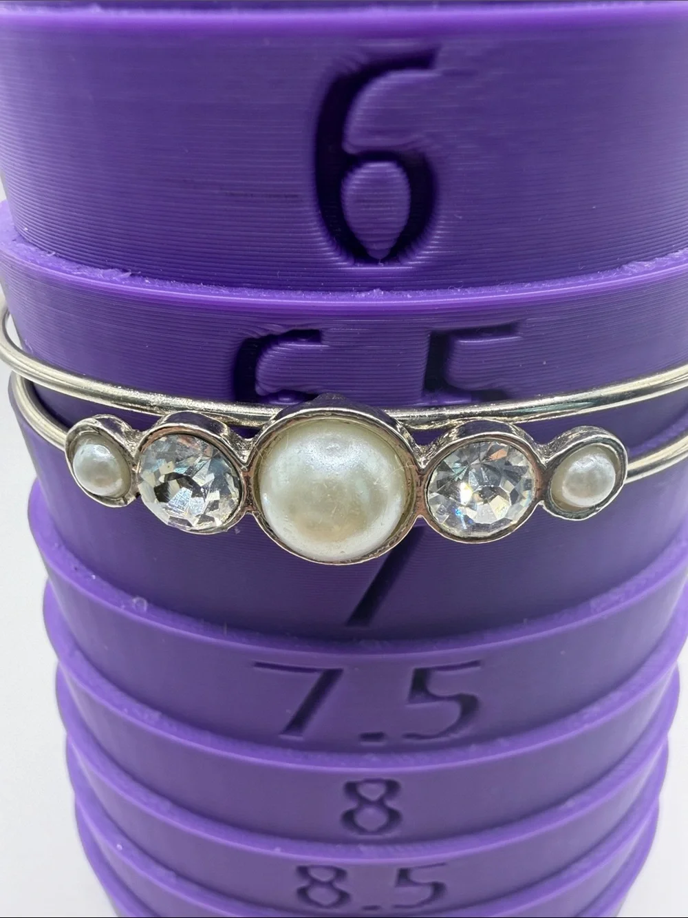 Silver Pearl and Crystal Cuff Bracelet - Women’s Jewelry (Silver tone)